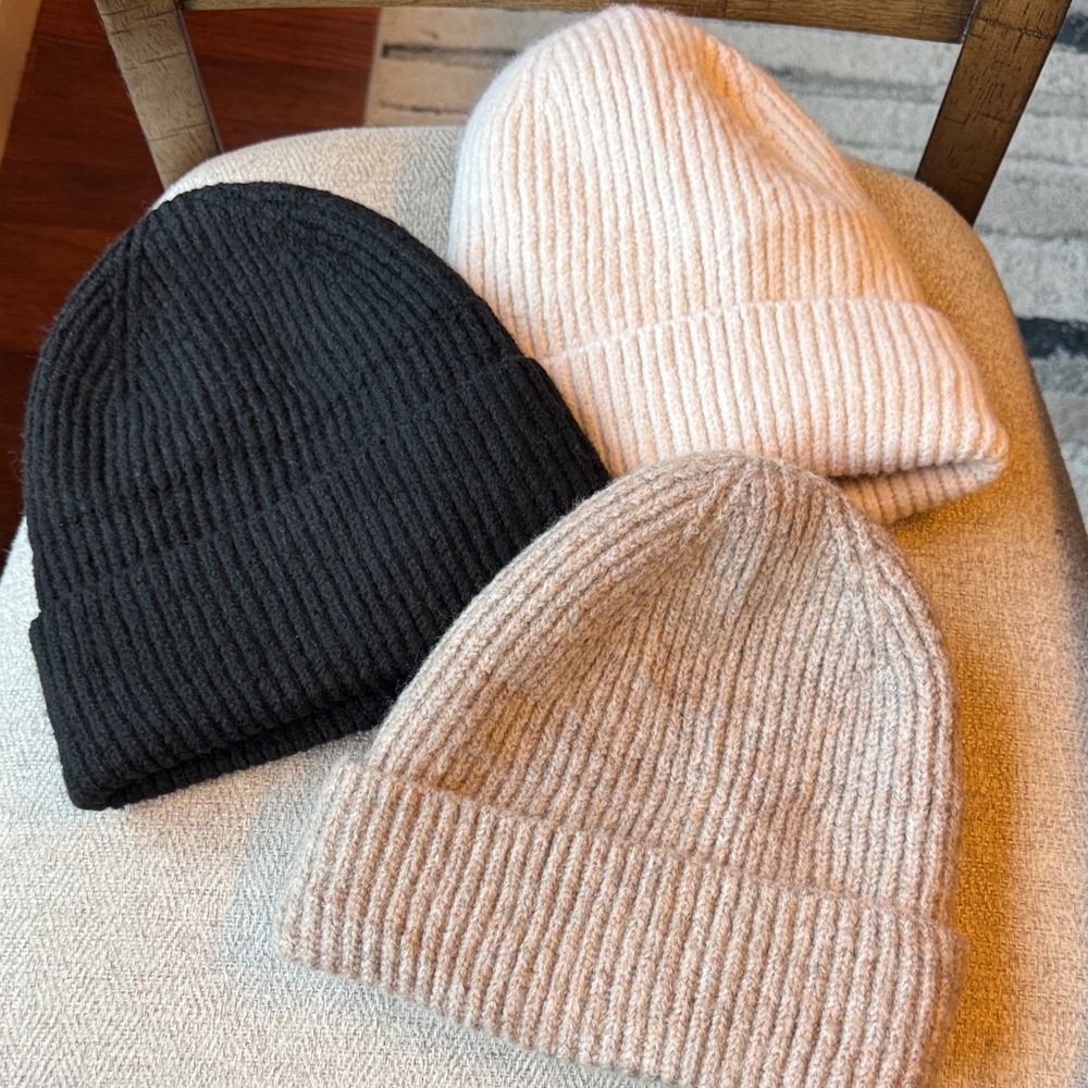 Cozy Ribbed Knit Beanies - Set of Three